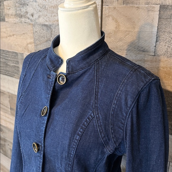 White House Black Market Denim Jacket with mandarin collar Size 4 - Picture 6 of 16